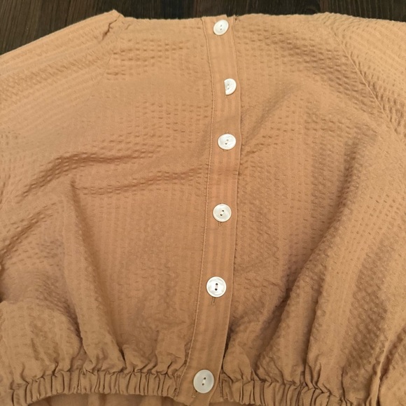 Seersucker Puff-Sleeve Cutout Mini Dress - Picture 6 of 6